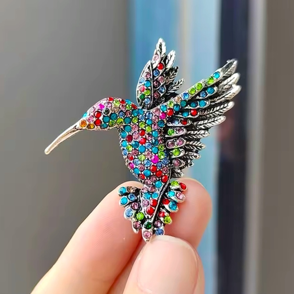 Multicolor Hummingbird Bird Brooch